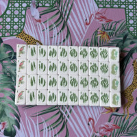 Vente directe usine : Ensemble de jeu pliable pour 4 joueurs, avec tapis de mahjong en acrylique américain de qualité supérieure, coque écologique verte, OEM