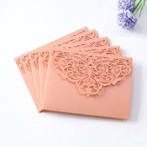 บัตรเชิญงานแต่งงานตัดด้วยเลเซอร์สีแดงเข้มแบบกำหนดเองพร้อมซองสำหรับบัตรเชิญงานปาร์ตี้ - Product Image 5