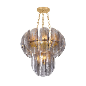 Lampadario <span class=keywords><strong>Vintage</strong></span> <span class=keywords><strong>a</strong></span> Foglia in Vetro, Plafoniera <span class=keywords><strong>a</strong></span> <span class=keywords><strong>Sospensione</strong></span> LED Dimmerabile Bianco Caldo per Sala da Pranzo - Product Image 4
