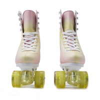 Patins à roulettes d'extérieur pour enfants Jun Ran JR-1104 avec frein, roues roses clignotantes, roulements ABEC-7 et roues en PU