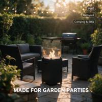 Table de foyer au propane carrée GARDENSUN, qualité supérieure, pour extérieur, jardin, camping, fabrication directe d'usine