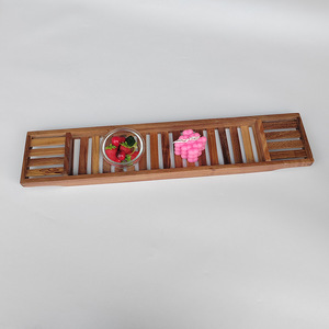 Estante para bañera de madera de acacia, bandeja de almacenamiento multifuncional para spa, 70x14,5x4cm, para baño - Product Image 3