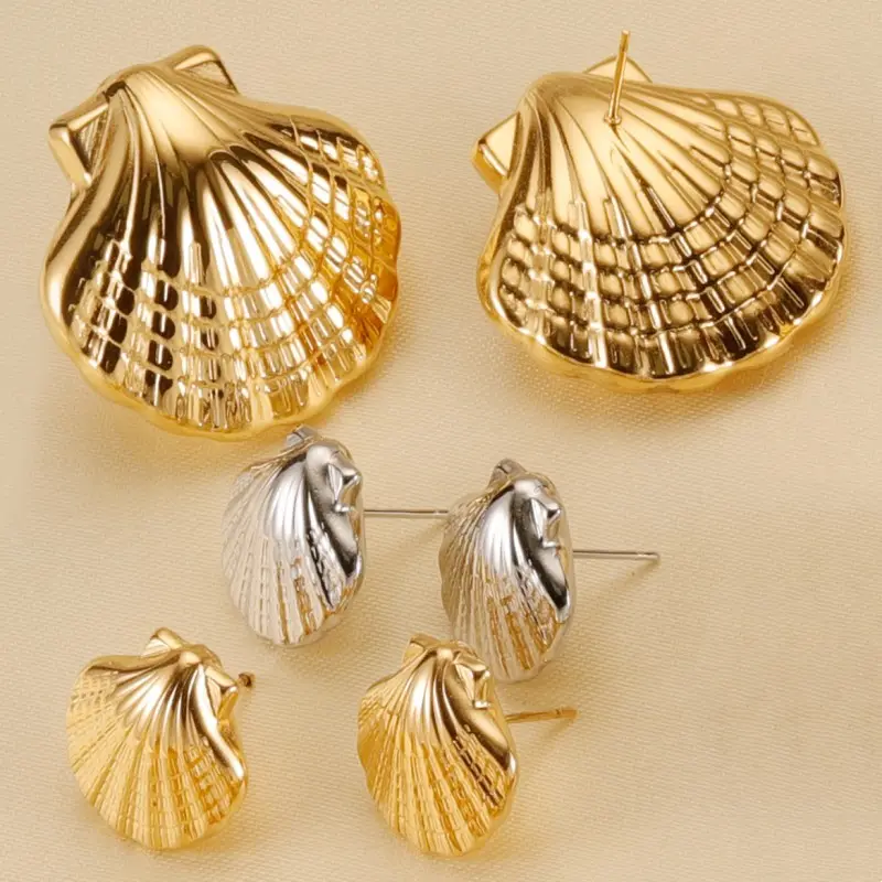 Custom High Quality 18k Gold Plate Stainless Steel Big Flower Large Stud Earrings For Women