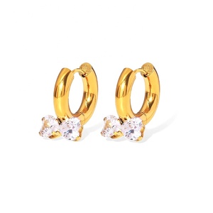 2024เครื่องประดับที่ดี18K ชุบทอง925เงินประสาน zircon หัวใจต่างหูห่วง - Product Image 1