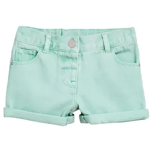 Custom Zomer Kinderen Turn-Up Snoep Kleur Denim Korte Broek Voor Meisjes