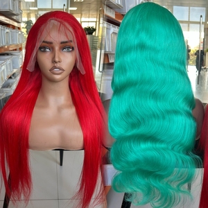Perruque frontale en dentelle transparente 13x4 en gros pour <span class=keywords><strong>femmes</strong></span>, couleur vert, bleu, rose, rouge, cheveux humains brésiliens bruts pré-épilés - Product Image 5