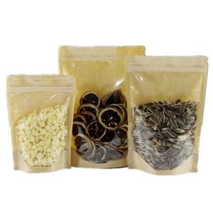 Sac en papier kraft brun écologique pour aliments avec fermeture éclair transparente 10x15cm, pack promotionnel - Product Image 2