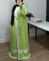 Abaya élégante et modeste R-871 avec dentelle et ensemble 2 pièces en crêpe respirant pour femmes musulmanes