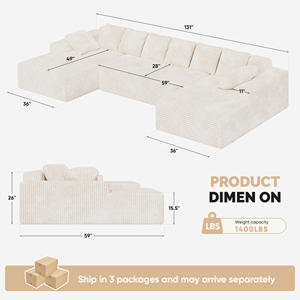 Sofás Seccionales Extensibles Cloud, Chaise Longue en Forma de U, Sin Necesidad de Ensamblaje, Asiento Profundo, Conjunto de Sofás Modulares, Esponja para Sala, Plegable - Product Image 6