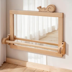 Cadre en bois <span class=keywords><strong>Montessori</strong></span> pour bébé, miroir de sécurité non éclatant avec barre de traction, meubles de classe pour enfants pour l'école à <span class=keywords><strong>la</strong></span> <span class=keywords><strong>maison</strong></span> ou <span class=keywords><strong>la</strong></span> maternelle - Product Image 6