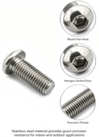Sekrup Kepala Tombol Hex Socket Metrik M2-M10 ISO7380 Baja Sekrup Kepala Tombol Hexagon Socket