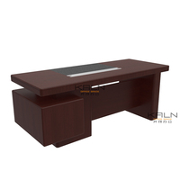 Bureau de direction en L moderne et multifonctionnel en placage de bois, personnalisable avec armoire latérale, collection 2026