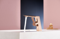 Robinet de lavabo carré en laiton massif PVD Or Rose, monocommande, pour salle de bain, hôtel, villa, projet OEM ODM LOGO