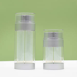 Botella de bomba cosmética sin aire, cámara Dual ovalada de plástico, 15mlx2, 30mlx2 - Product Image 1