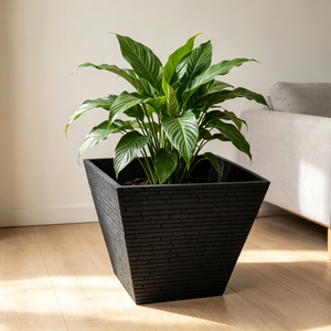 <span class=keywords><strong>Grand</strong></span> <span class=keywords><strong>pot</strong></span> de fleurs en résine écologique durable, de forme carrée, à texture de brique noire en relief, <span class=keywords><strong>pour</strong></span> la maison et le jardin - Product Image 4