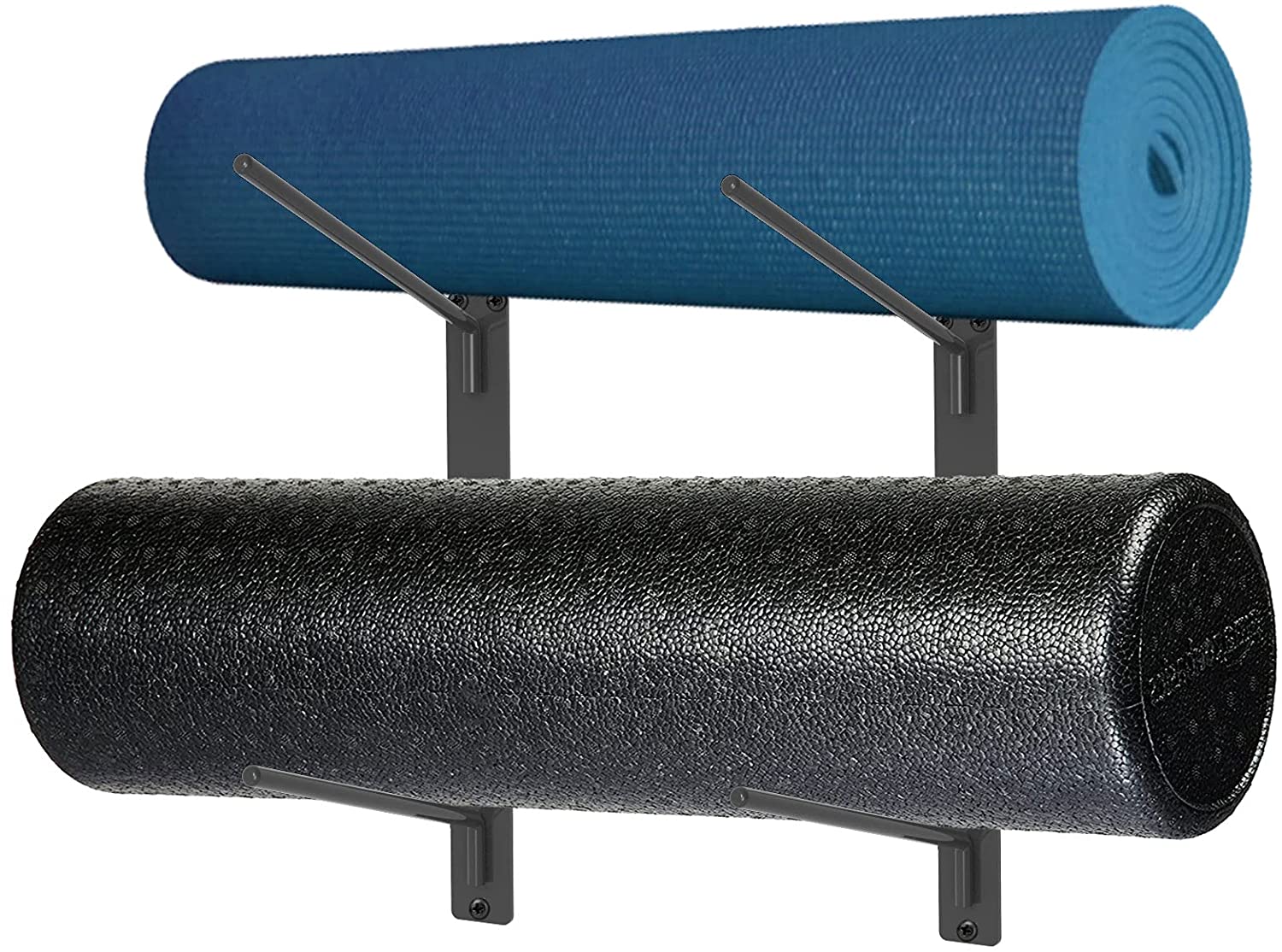 Supporto Da Parete Per Tappetino Yoga In Metallo – Porta Tappetino Con Organizer Per Rulli E Fasce, Salvaspazio Per Casa E Palestra