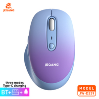 JW-D239 Mouse Nirkabel 6D Tiga Mode 2.4G BT Tipe-C Berkabel Warna Gradasi 51g Mouse Nirkabel Ultra Ringan untuk PC Laptop