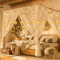 Guirlande lumineuse de décoration de rideau de fenêtre en forme de cœur pour chambre à coucher, intérieur, fête de mariage