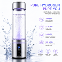Bouteille d'eau portable riche en hydrogène avec écran LCD polyvalent 3000ppb, infuseur céramique 3 étapes pour plusieurs boissons, générateur SPE PEM