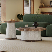 Table basse en bois de luxe haut de gamme, en forme de fleur, créative, pour salon, ensemble de tables basses design, dernière collection, en vente