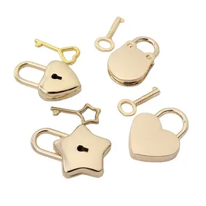 Nolvo World Hight quality Shape Padlock Clasp Key Lock Star Heart Shape Padlock with Key