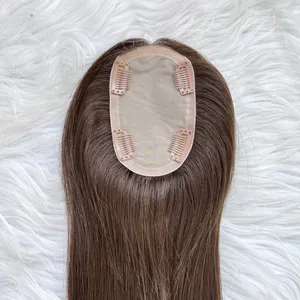Emeda dark brown #2 color 3*5" silk topper virgin European Brazilian human cuticle hair for women