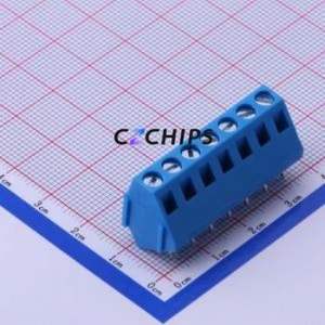 DB103-5.0-7P-BU-S Screw Terminal Block Through hole Component (THT),P=5mm Connector 1x7P 5mm Blue Through Hole - Product Image 1