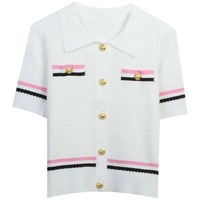 Nouvelle Collection Printemps : Cardigan en Maille Creuse Féminin et Tendance, Veste Courte Élégante pour l'extérieur