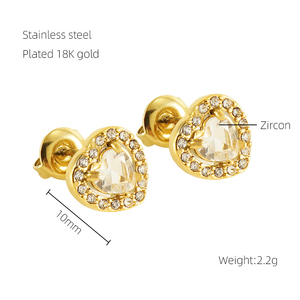 Boucles d'oreilles en acier inoxydable et strass, boucles d'oreilles en acier titane, clous d'oreilles de luxe légers et raffinés pour femmes - Product Image 5