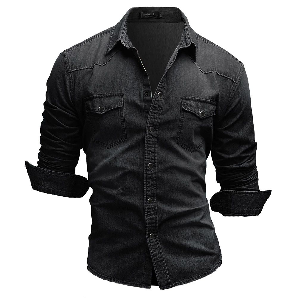 Chemise En Denim Pour Homme - Coupe Ajustée - Chemise à Manches
