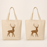 Sac en toile de coton Yule biodégradable avec motifs personnalisés, en stock et prêts à l'emploi, pour articles saisonniers, pochette de transport double compartiment