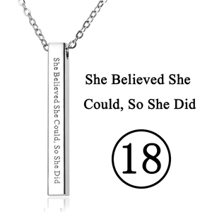 Fascino In Argento Personalizzato di Ispirazione Inciso Personalizzato <span class=keywords><strong>Nome</strong></span> <span class=keywords><strong>Scritta</strong></span> Laser In Acciaio Inox Bar Pendente Della Collana Dei Monili - Product Image 6