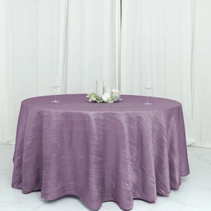 Nappe de table élégante violette pour fête de mariage, nappe ronde en <span class=keywords><strong>taffetas</strong></span> <span class=keywords><strong>violet</strong></span> froissé - Product Image 5