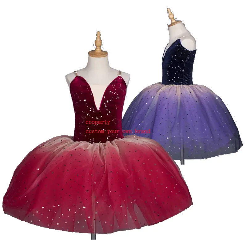 Vestido de bailarino para meninas, traje de balé infantil com alças ajustáveis, tutu tutu com alças ajustáveis, blingbling vermelho