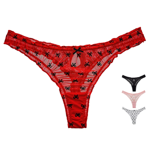 <span class=keywords><strong>Perizoma</strong></span> Sexy a vita bassa in maglia alta elastica da donna <span class=keywords><strong>con</strong></span> pizzo e fiocco Design traspirante in magazzino all'ingrosso 0876T - Product Image 1
