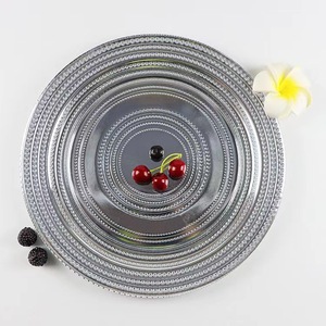 Ensemble d'assiettes à dîner en verre doré de 13 pouces au design <span class=keywords><strong>vintage</strong></span> de luxe pour la décoration de mariage et les cérémonies majeures - Product Image 4