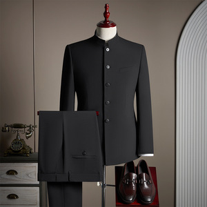 Traje Zhongshan <span class=keywords><strong>para</strong></span> <span class=keywords><strong>Hombre</strong></span>, Corte Slim Fit, con Cremallera y Detalles de Cuentas, Estilo Tang <span class=keywords><strong>para</strong></span> Banquete de Boda Chino - Product Image 1
