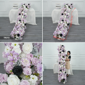 Wedding Supplies <b>Artificial</b> <b>Flower</b> runner Arrangement purple black Color <b>Flower</b> Runner Rose Hydrangeas - Product Image 3