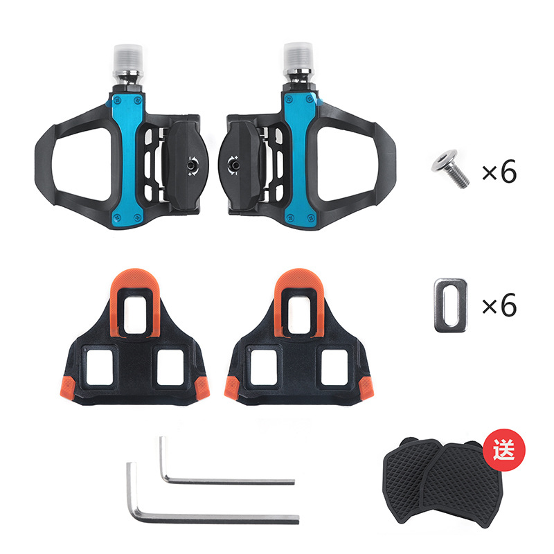 Black nylon steel shaft road spd pedal 1 pair flat 1 pair