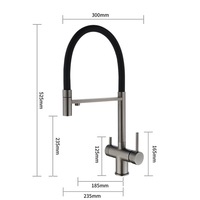 Robinet de cuisine moderne en acier inoxydable avec filtre, douchette extractible flexible, double poignée, rotation à 360 degrés, cartouche céramique
