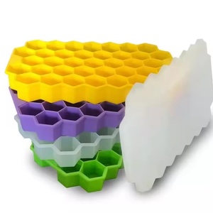 Moule à glaçons en silicone à 37 compartiments, plateau à glaçons en nid d'abeille avec couvercle - Product Image 4