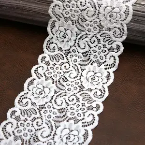 (3 meters/roll) 150mm White Embroidery Stretch Lace Fabric French Hollow Underwear Trim DIY French Underwear Lace Ribbon