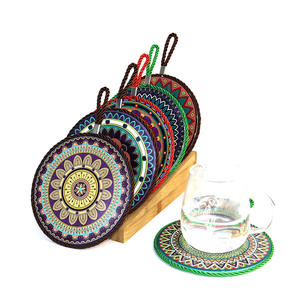 แผ่นรองหม้อเซรามิก TTH16YUAN245g-1 ขนาด 17 ซม. ลายแมนดาลา รูปทรงกลม ซักล้างได้ ทนความร้อน ใช้ป้องกันพื้นผิวโต๊ะสำหรับใช้ในครัว - Product Image 5