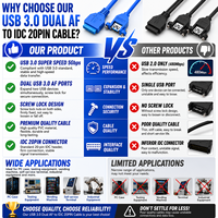 Baru Usb3.0 Idc 20Pin Motherboard Usb 19Pin ke Dual Usb 3.0 20Pin satu titik dua Usb adaptor konverter kabel Splitter