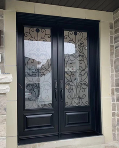 Puerta <span class=keywords><strong>de</strong></span> Entrada Residencial Shouhua <span class=keywords><strong>de</strong></span> <span class=keywords><strong>Hierro</strong></span> <span class=keywords><strong>Forjado</strong></span> con Recubrimiento en Polvo Resistente al Óxido, <span class=keywords><strong>Vidrio</strong></span> Templado <span class=keywords><strong>de</strong></span> Seguridad Resistente a Impactos - Product Image 3