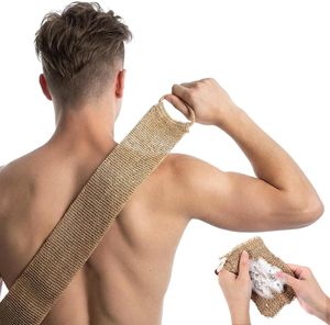 Custom Logo Natural Jute Hemp <b>Back</b> <b>Scrubber</b> Belt Eco Friendly Bath Brush Long Body <b>Scrubber</b> for Men and Women <b>Shower</b> - Product Image 1
