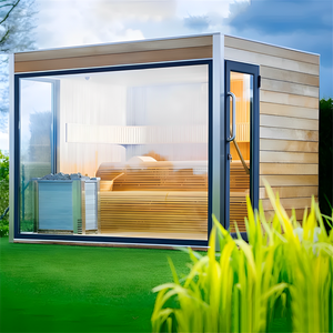 Sauna moderne en bois de cèdre rouge massif, chauffage infrarouge électrique 6 kW, design résistant aux intempéries, villa, bien-être toute l'année, personnalisable - Product Image 6
