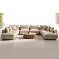 Ensemble de canapé sectionnel en U en bois moderne, fauteuil rembourré écologique et table basse pour appartements, hôtels, villas et salons