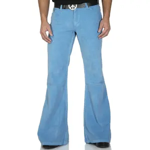 Pantalones acampanados vintage para hombre, diseño novedoso, azul claro