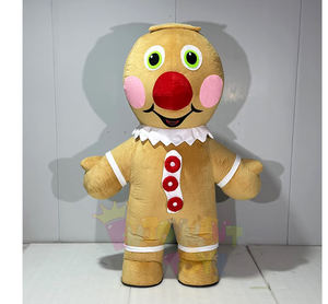 Hot Christmas Party Mascot Cute Cartoon Gingerbread Man y Santa Claus Walking Suit Traje inflable para la venta - Product Image 4